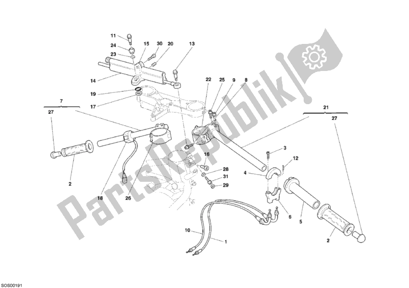 Toutes les pièces pour le Guidon du Ducati Superbike 999 RS 2005